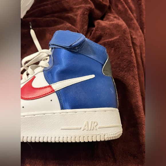 NIKE NBA Air Force 1, high, CLIPPERS, red/white/blue, only worn a couple times - Picture 3 of 8